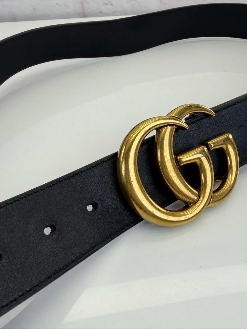 Gucci 2015 Re Edition Wide Leather Belt Gg Double Marmont Black 400593 100/40